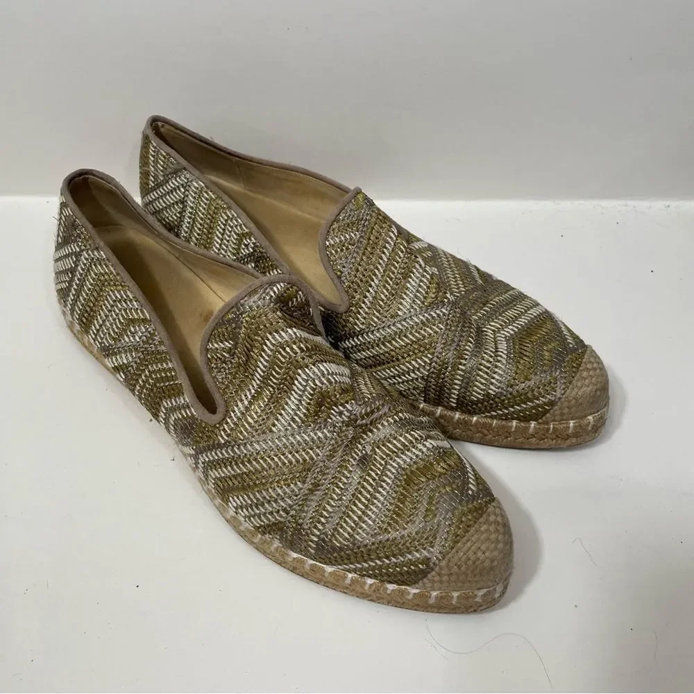 Stuart Weitzman Embroidered Espadrille Flats